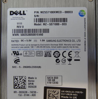 Dell 0G5G38 100GB 3G SATA Mixed Use SSD