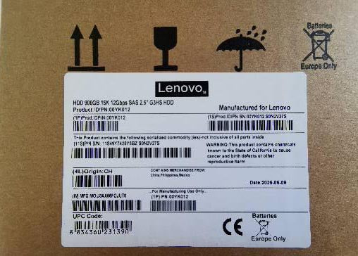 Lenovo 00YK012 900GB 15K 12G SAS Server Hard Disk Drive