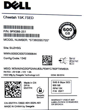 Dell 5XTFH 600GB 6G 15k.7 SED SAS Hard disk drive