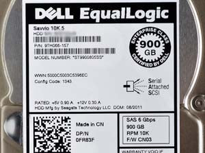 DELL 0FR83F 900GB 6G 10k EqualLogic 2.5 SAS Hard Disk Drive