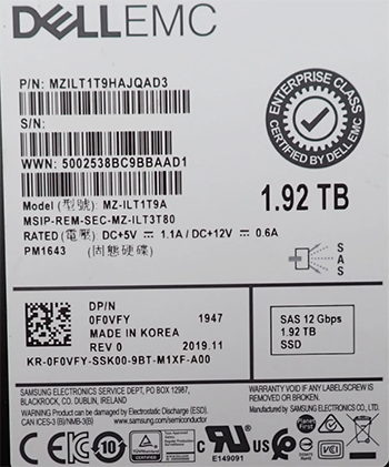 Dell EMC 1.92TB 12G 2.5 SFF SAS New SSD Hard Disk Drive