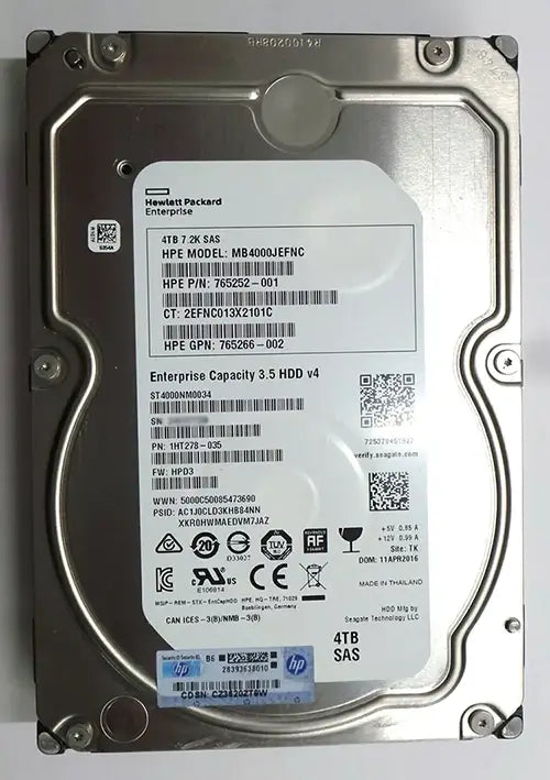 HP 765257-B21 4TB 3.5 12G SAS3 Enterprise hard disk drive