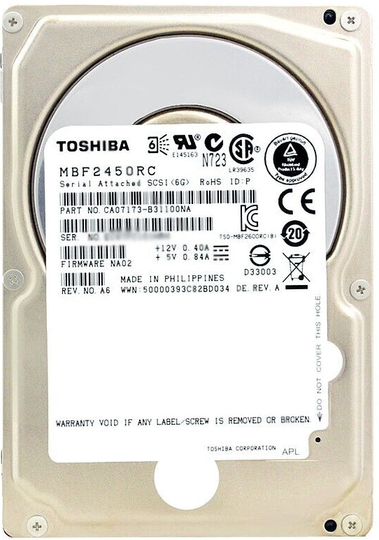 Toshiba MBF2450RC 2.5 450GB 10k SAS Hard disk drive