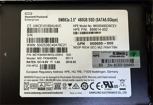 HP MZ-7KM480N 480GB SATA MU 6G Drive
